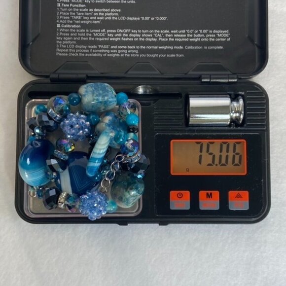 Sterling Silver 925 Blue Dyed Banded Agate & Chrysocolla Quartz Beaded Necklace - Picture 9 of 16